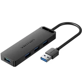 Vention Hub USB 3.0 5 en 1 con 4 puertos USB y 1 puerto USB-C PD, Negro